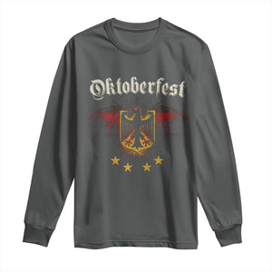 Oktoberfest German Drinking Festival Long Sleeve Shirt Bundesadler Coat of Arms Star TS11 Dark Heather Print Your Wear