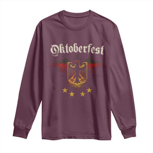 Oktoberfest German Drinking Festival Long Sleeve Shirt Bundesadler Coat of Arms Star TS11 Maroon Print Your Wear