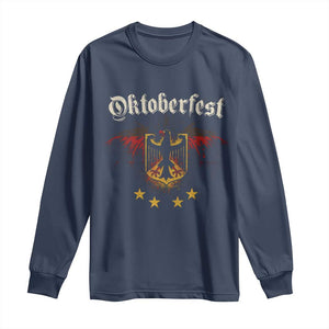 Oktoberfest German Drinking Festival Long Sleeve Shirt Bundesadler Coat of Arms Star TS11 Navy Print Your Wear