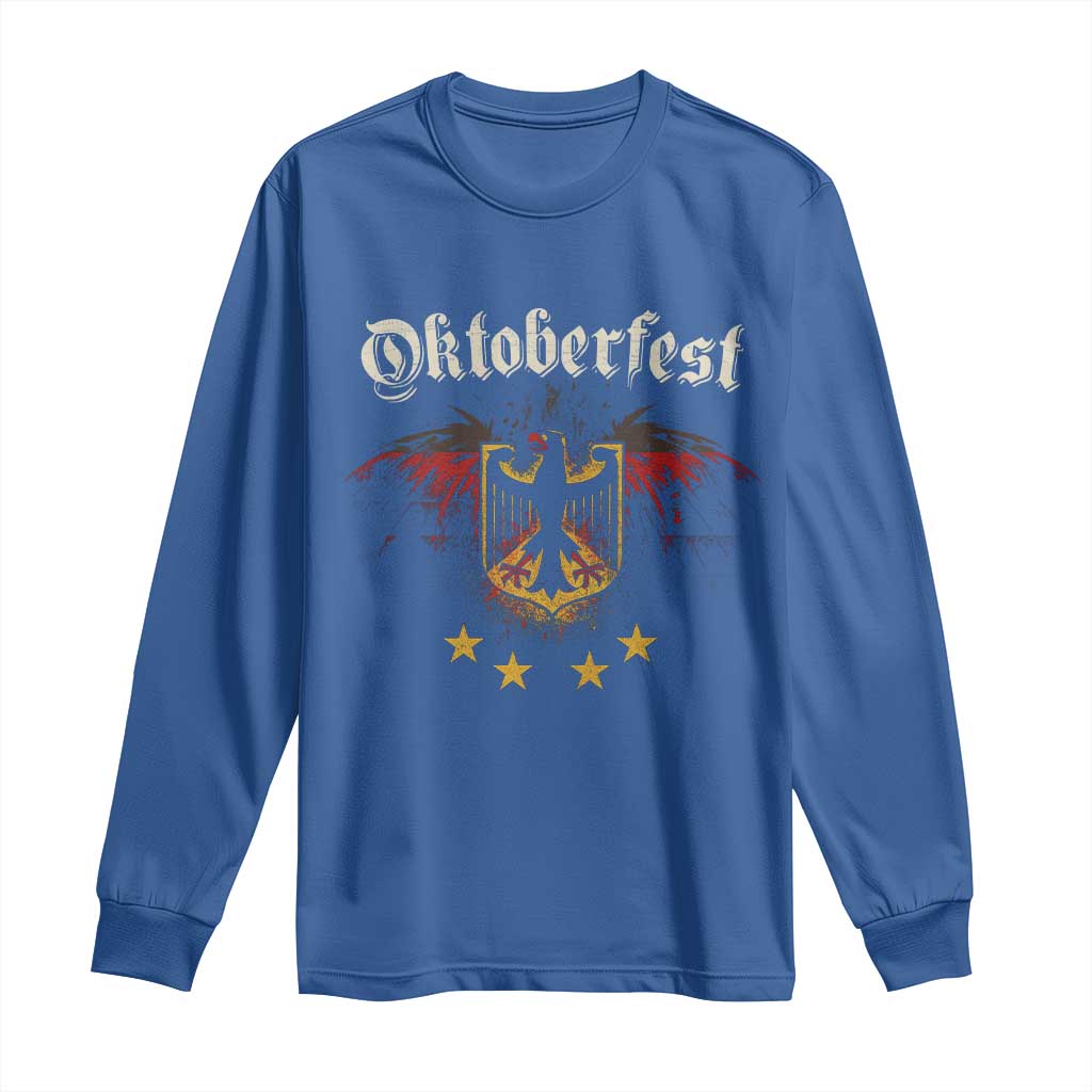 Oktoberfest German Drinking Festival Long Sleeve Shirt Bundesadler Coat of Arms Star TS11 Royal Blue Print Your Wear