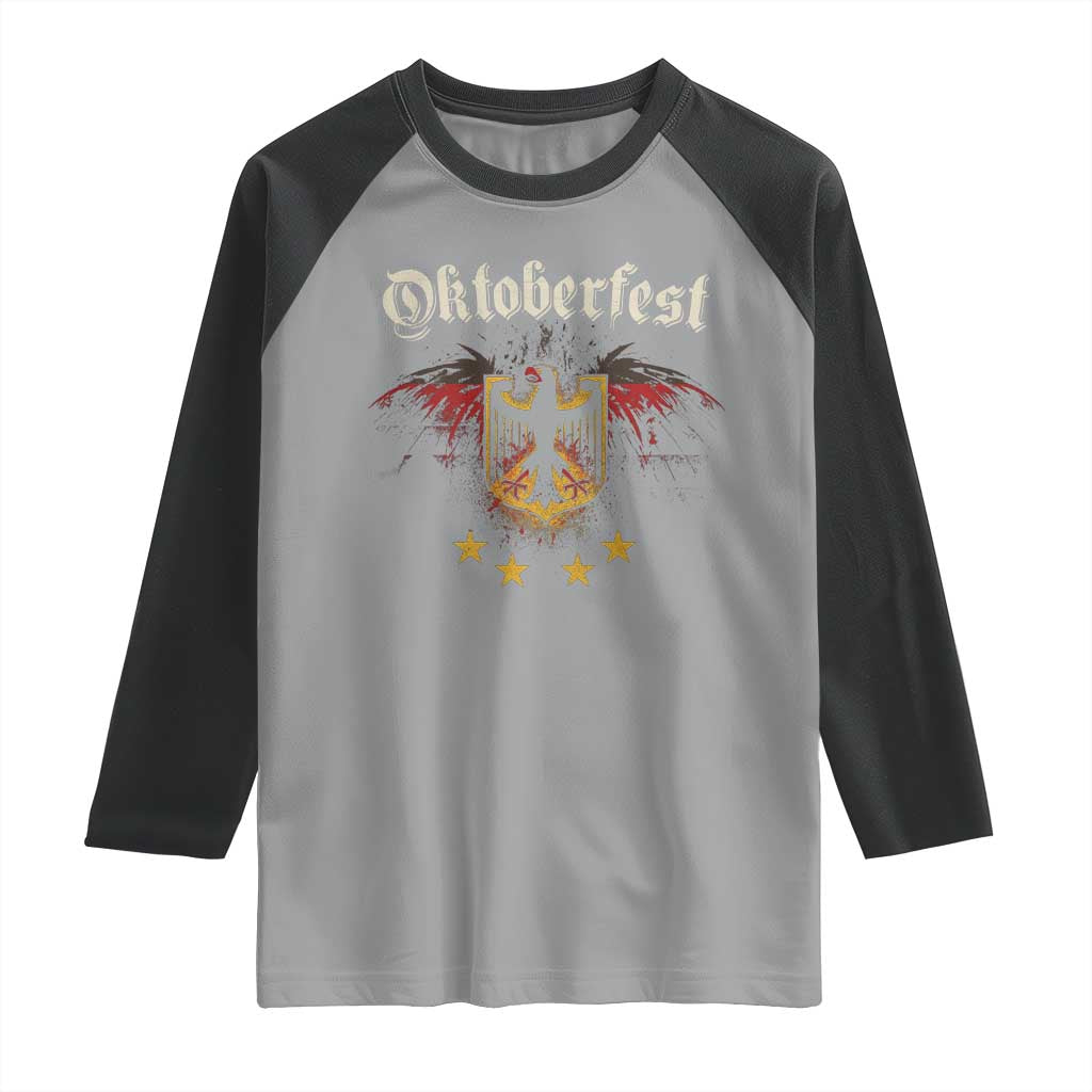 Oktoberfest German Drinking Festival Raglan Shirt Bundesadler Coat of Arms Star TS11 Sport Gray Black Print Your Wear