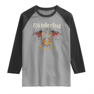 Oktoberfest German Drinking Festival Raglan Shirt Bundesadler Coat of Arms Star TS11 Sport Gray Black Print Your Wear