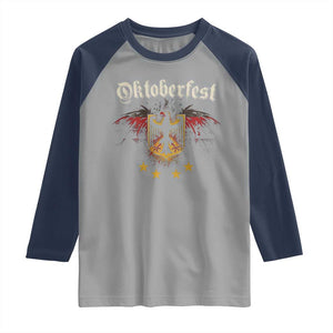 Oktoberfest German Drinking Festival Raglan Shirt Bundesadler Coat of Arms Star TS11 Sport Gray Navy Print Your Wear