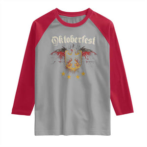 Oktoberfest German Drinking Festival Raglan Shirt Bundesadler Coat of Arms Star TS11 Sport Gray Red Print Your Wear