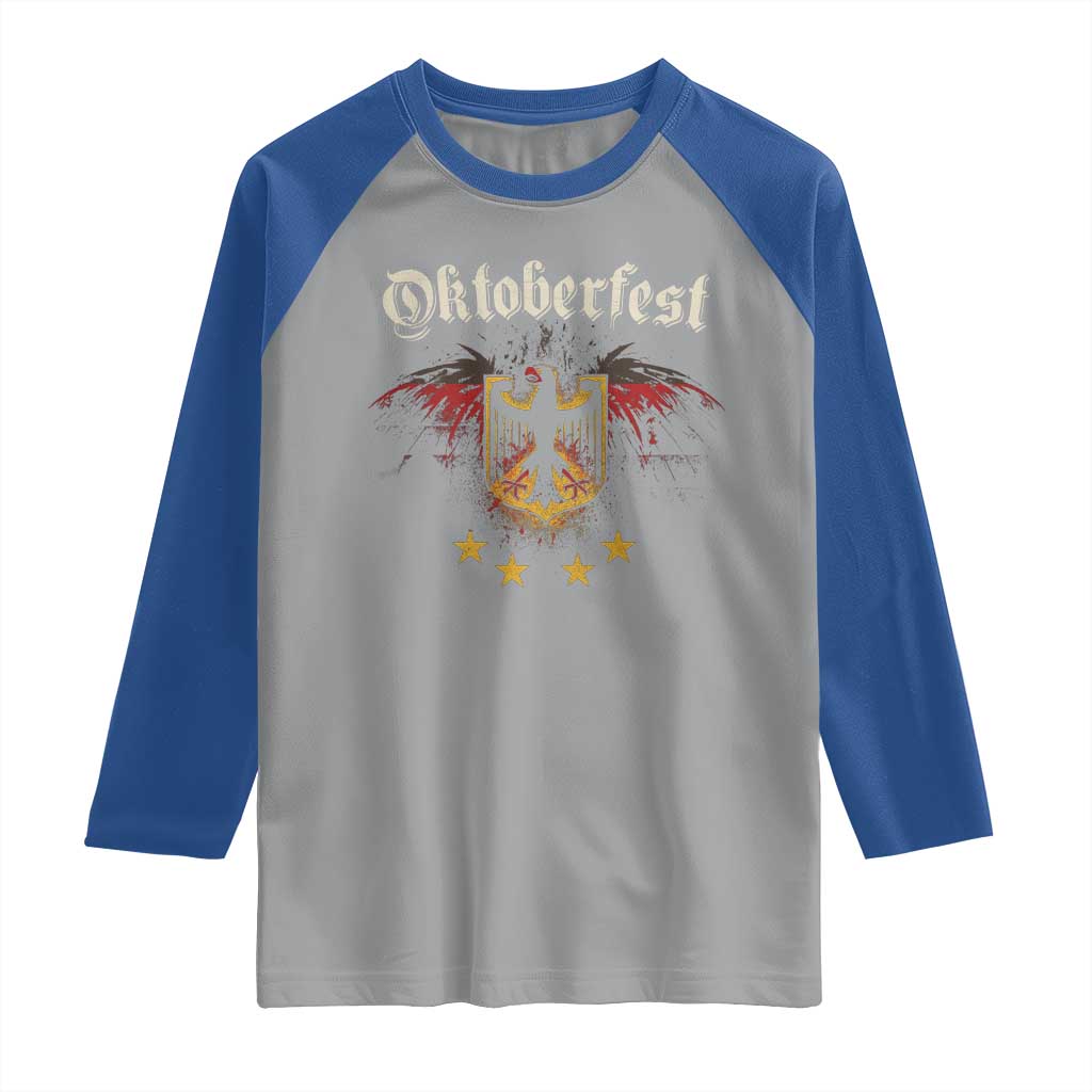 Oktoberfest German Drinking Festival Raglan Shirt Bundesadler Coat of Arms Star TS11 Sport Gray Royal Print Your Wear
