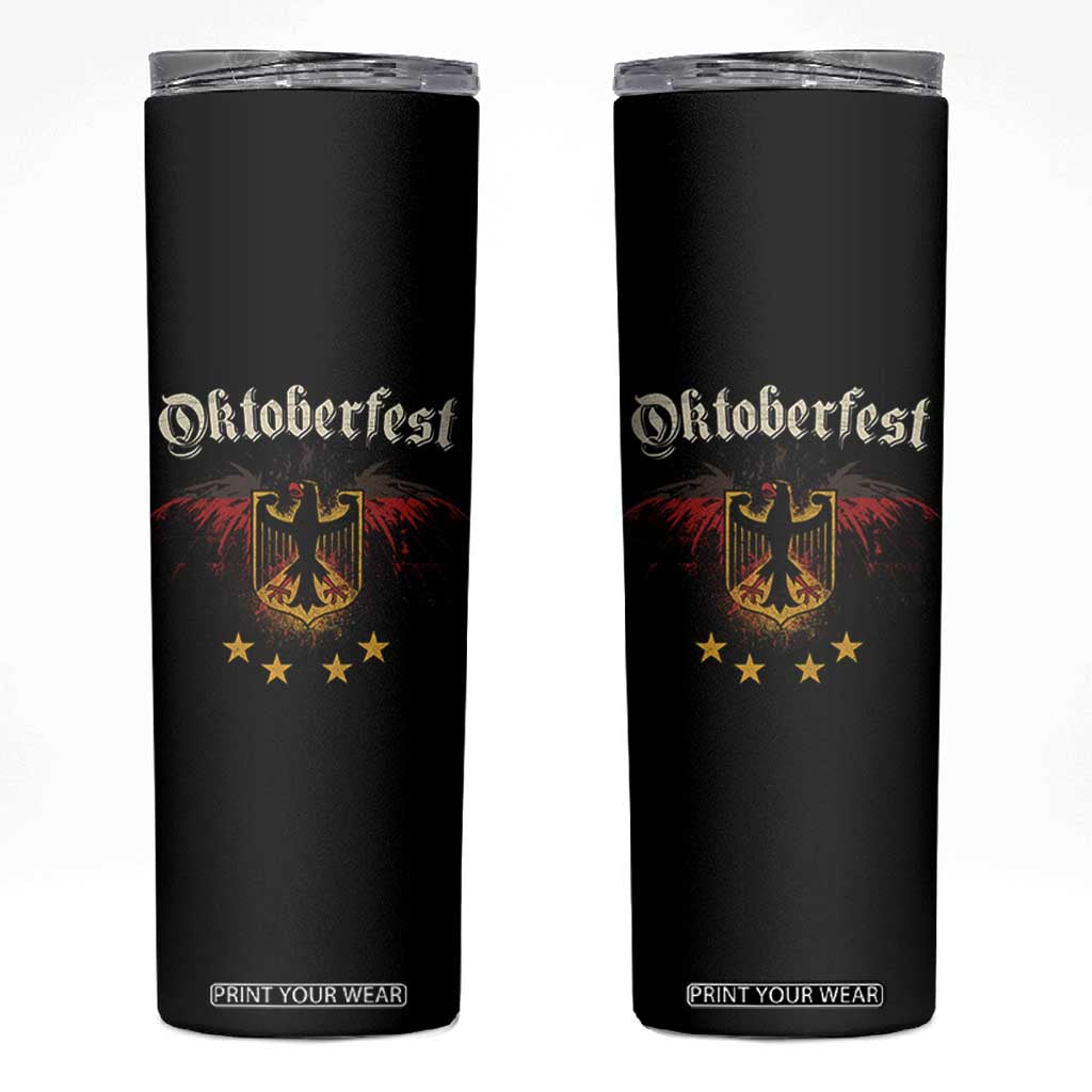 Oktoberfest German Drinking Festival Skinny Tumbler Bundesadler Coat of Arms Star TS11 Black Print Your Wear