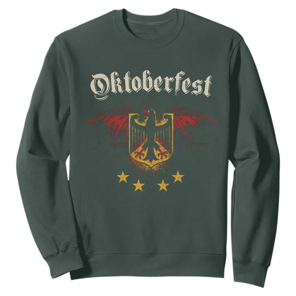 Oktoberfest German Drinking Festival Sweatshirt Bundesadler Coat of Arms Star TS11 Dark Forest Green Print Your Wear