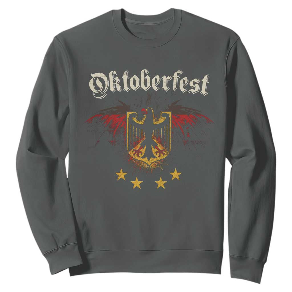 Oktoberfest German Drinking Festival Sweatshirt Bundesadler Coat of Arms Star TS11 Dark Heather Print Your Wear