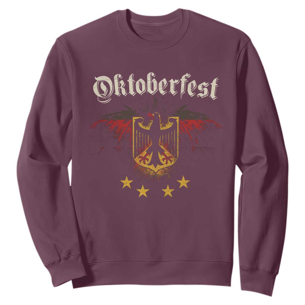 Oktoberfest German Drinking Festival Sweatshirt Bundesadler Coat of Arms Star TS11 Maroon Print Your Wear