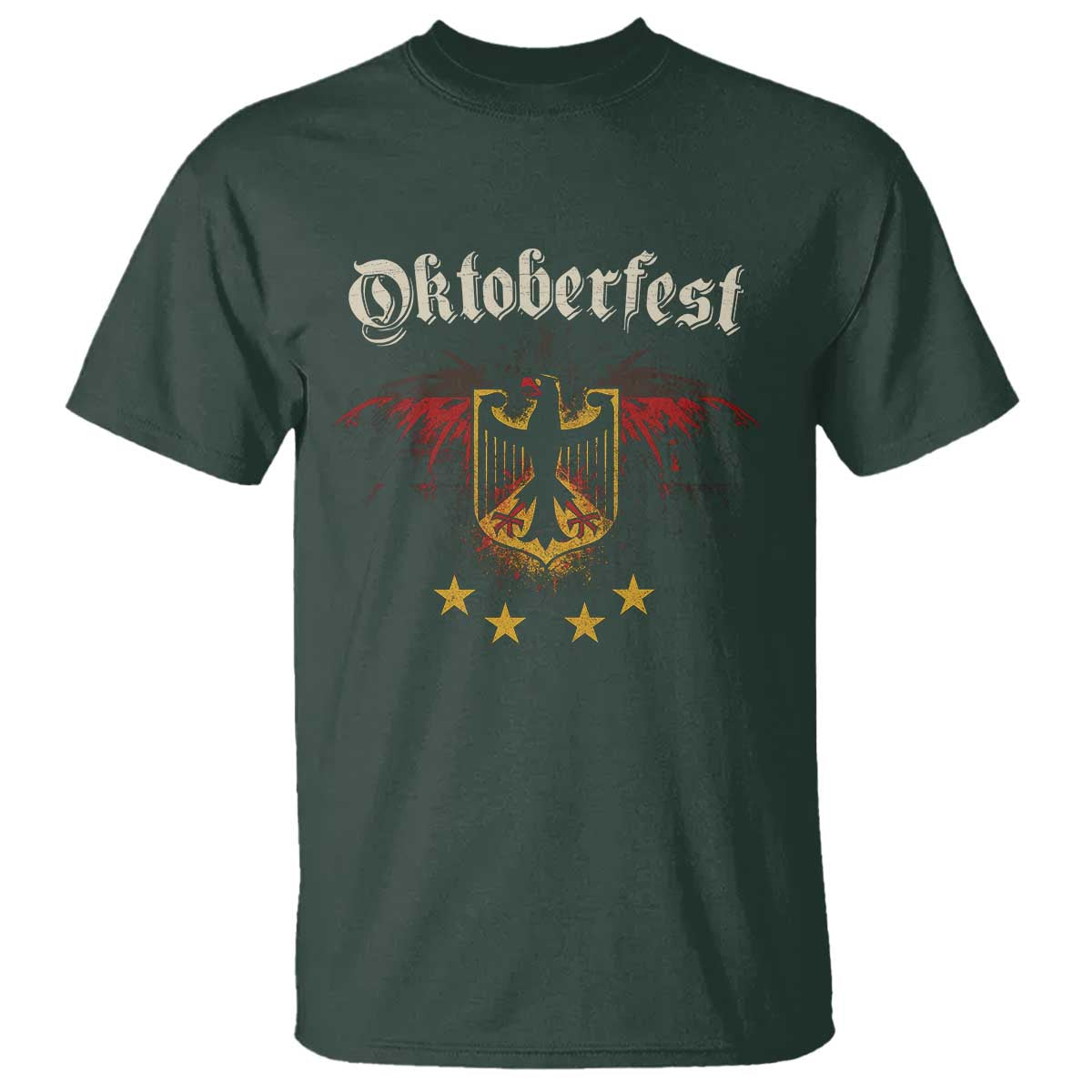 Oktoberfest German Drinking Festival T Shirt Bundesadler Coat of Arms Star TS11 Dark Forest Green Print Your Wear