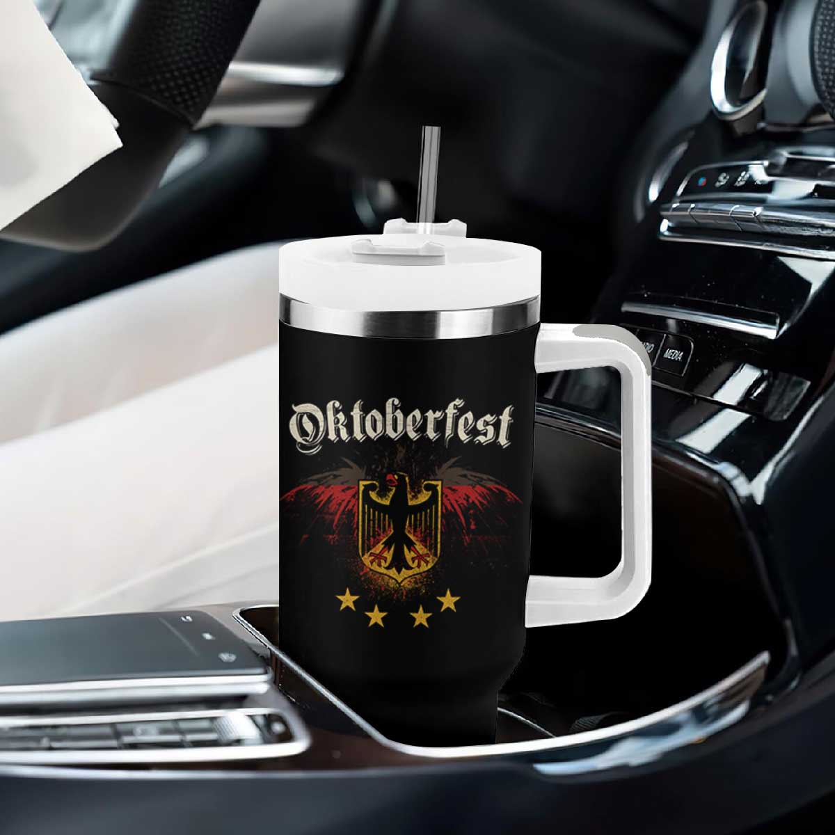 Oktoberfest German Drinking Festival Tumbler With Handle Bundesadler Coat of Arms Star TS11 Print Your Wear