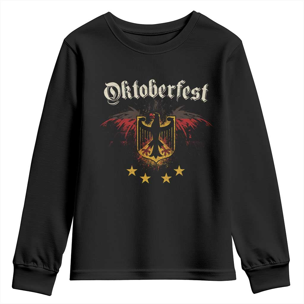 Oktoberfest German Drinking Festival Youth Sweatshirt Bundesadler Coat of Arms Star TS11 Black Print Your Wear