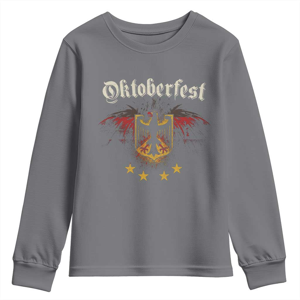 Oktoberfest German Drinking Festival Youth Sweatshirt Bundesadler Coat of Arms Star TS11 Charcoal Print Your Wear
