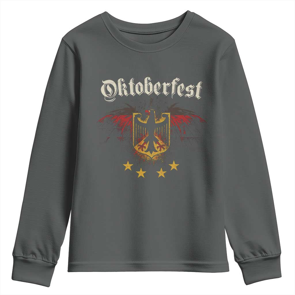 Oktoberfest German Drinking Festival Youth Sweatshirt Bundesadler Coat of Arms Star TS11 Dark Heather Print Your Wear