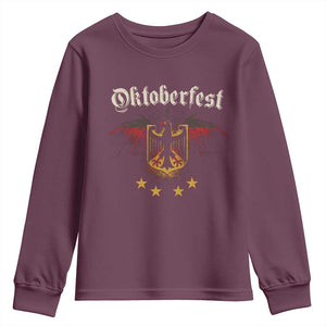 Oktoberfest German Drinking Festival Youth Sweatshirt Bundesadler Coat of Arms Star TS11 Maroon Print Your Wear