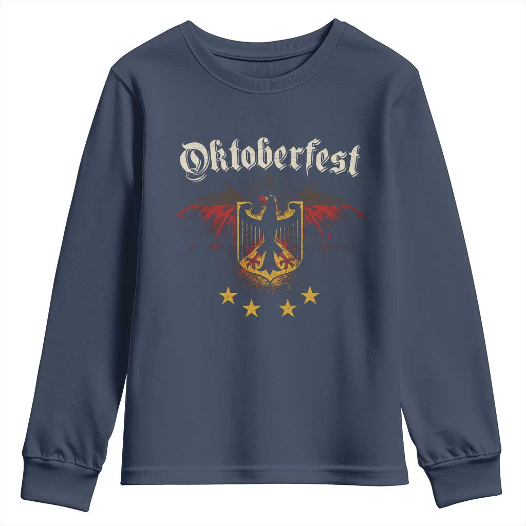 Oktoberfest German Drinking Festival Youth Sweatshirt Bundesadler Coat of Arms Star TS11 Navy Print Your Wear