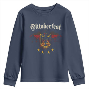 Oktoberfest German Drinking Festival Youth Sweatshirt Bundesadler Coat of Arms Star TS11 Navy Print Your Wear