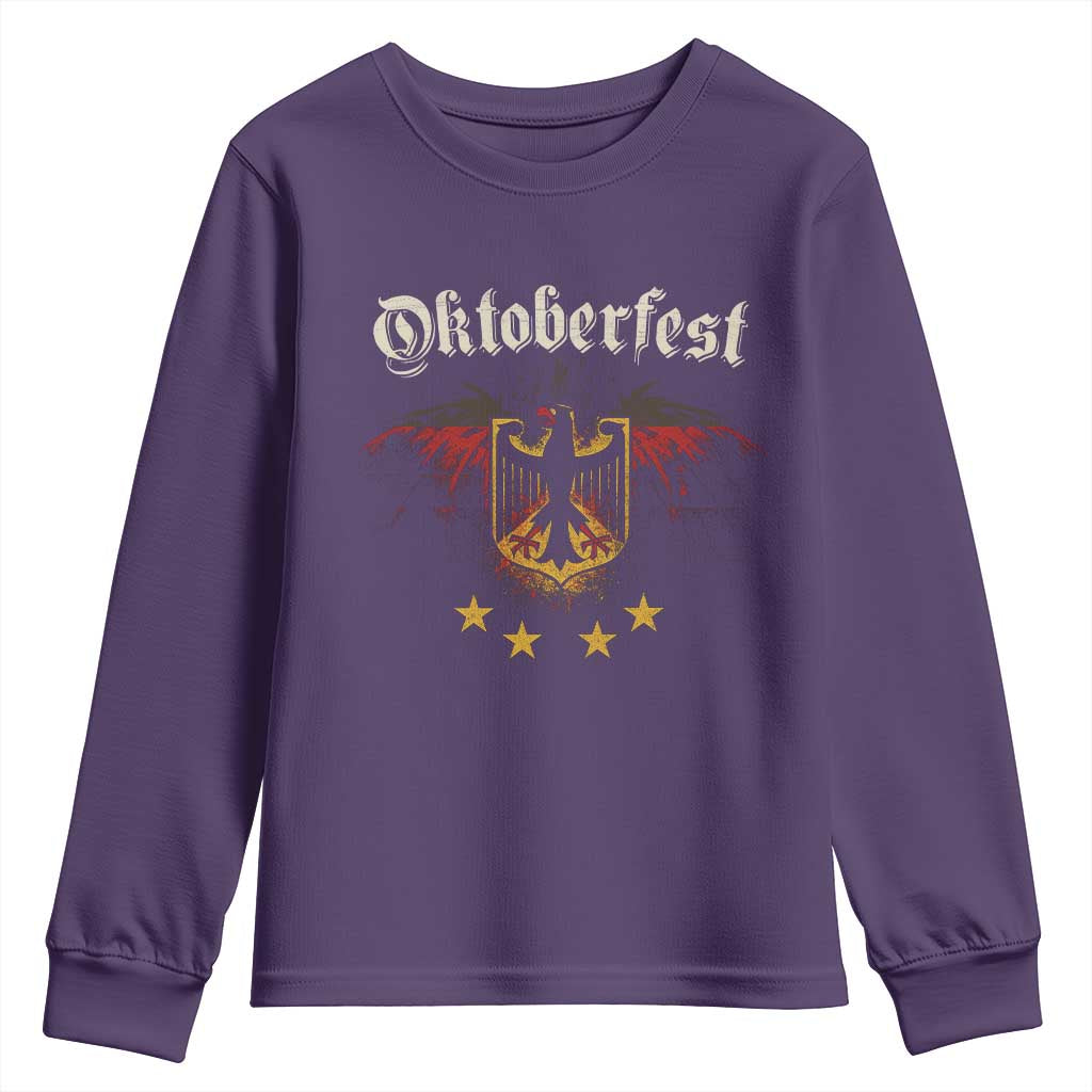 Oktoberfest German Drinking Festival Youth Sweatshirt Bundesadler Coat of Arms Star TS11 Purple Print Your Wear