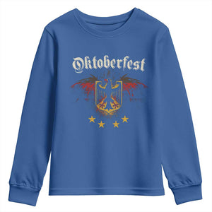 Oktoberfest German Drinking Festival Youth Sweatshirt Bundesadler Coat of Arms Star TS11 Royal Blue Print Your Wear