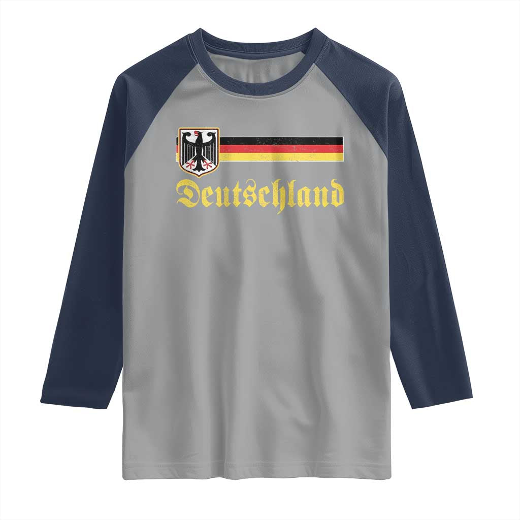 Deutschland German Heritage Pride Raglan Shirt Bundesadler Coat of Arms TS11 Sport Gray Navy Print Your Wear