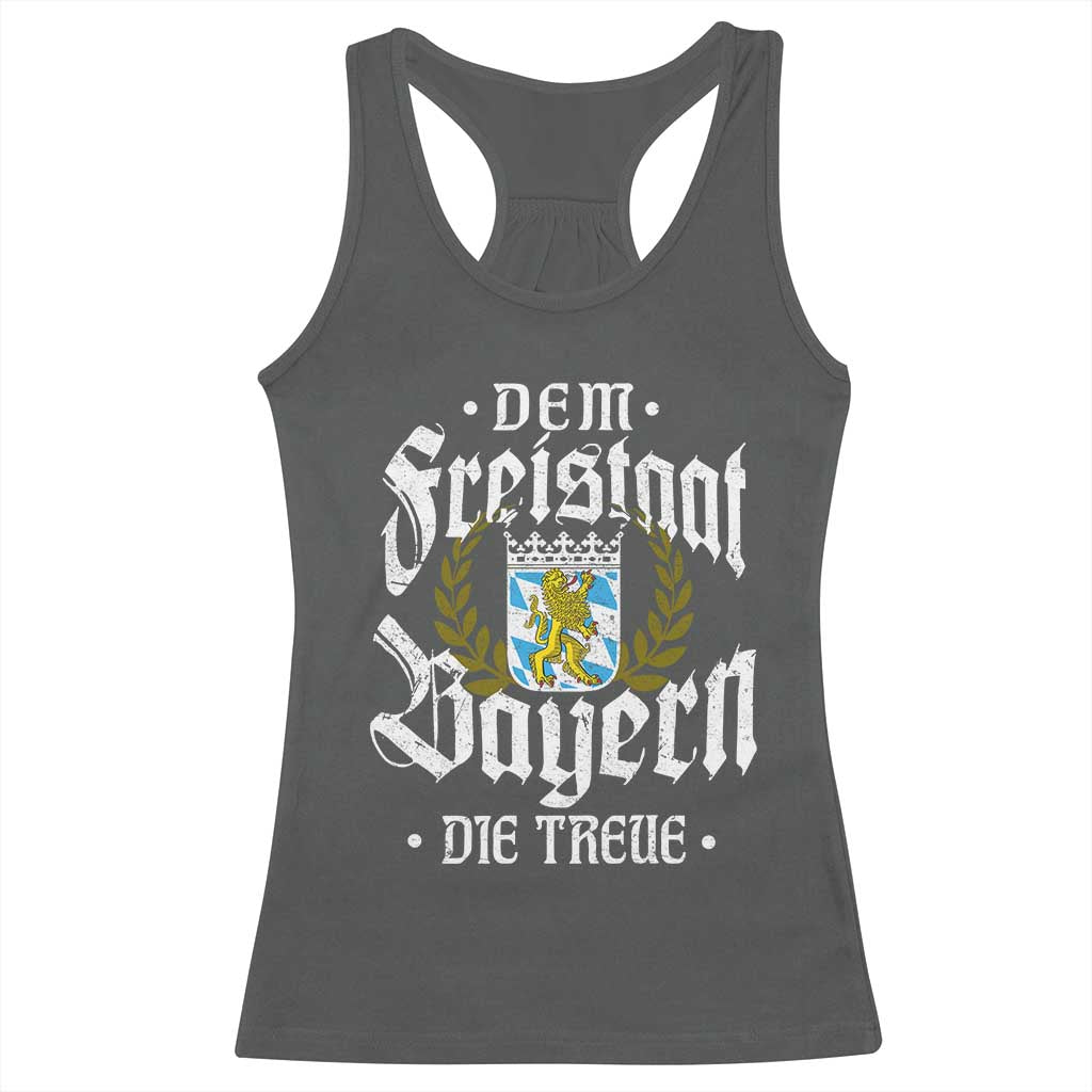 Bayern Bavaria German Racerback Tank Top Dem Freistaat Bayern Die Treue TS11 Dark Heather Print Your Wear