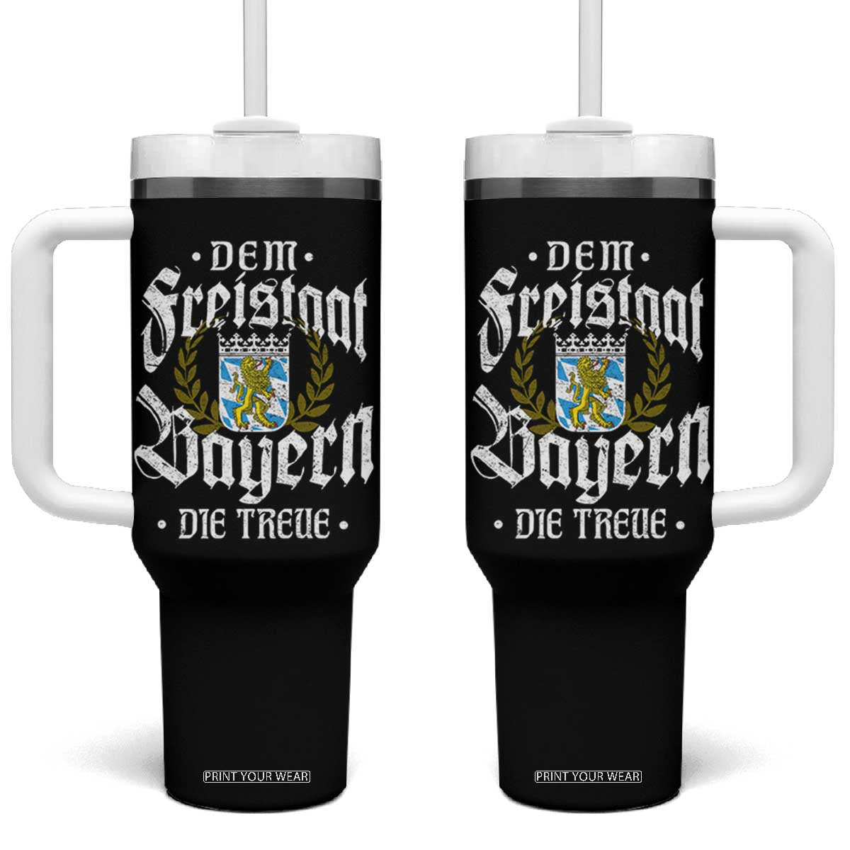 Bayern Bavaria German Tumbler With Handle Dem Freistaat Bayern Die Treue TS11 One Size: 40 oz Black Print Your Wear