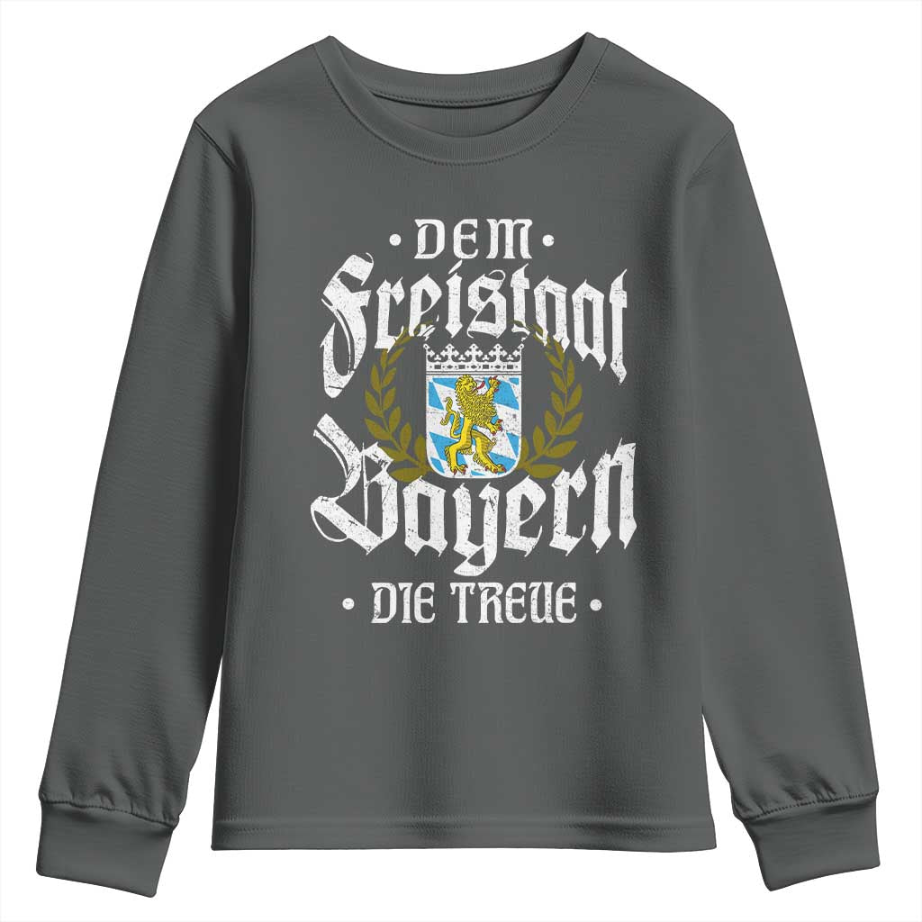 Bayern Bavaria German Youth Sweatshirt Dem Freistaat Bayern Die Treue TS11 Dark Heather Print Your Wear
