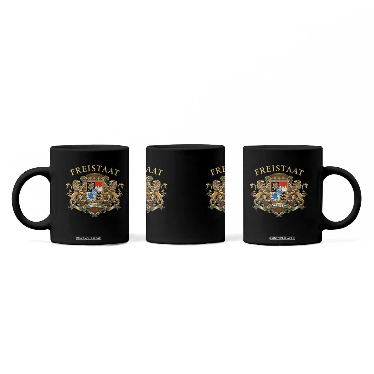 Bavarian Pride Coffee Mug Freistaat Bayern Golden Lion Coat Of Arms TS11 Print Your Wear