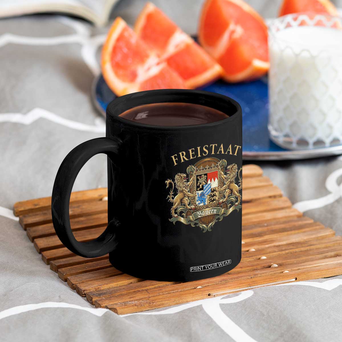 Bavarian Pride Coffee Mug Freistaat Bayern Golden Lion Coat Of Arms TS11 Print Your Wear
