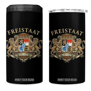 Bavarian Pride 4 in 1 Can Cooler Tumbler Freistaat Bayern Golden Lion Coat Of Arms TS11 One Size: 16 oz Black Print Your Wear