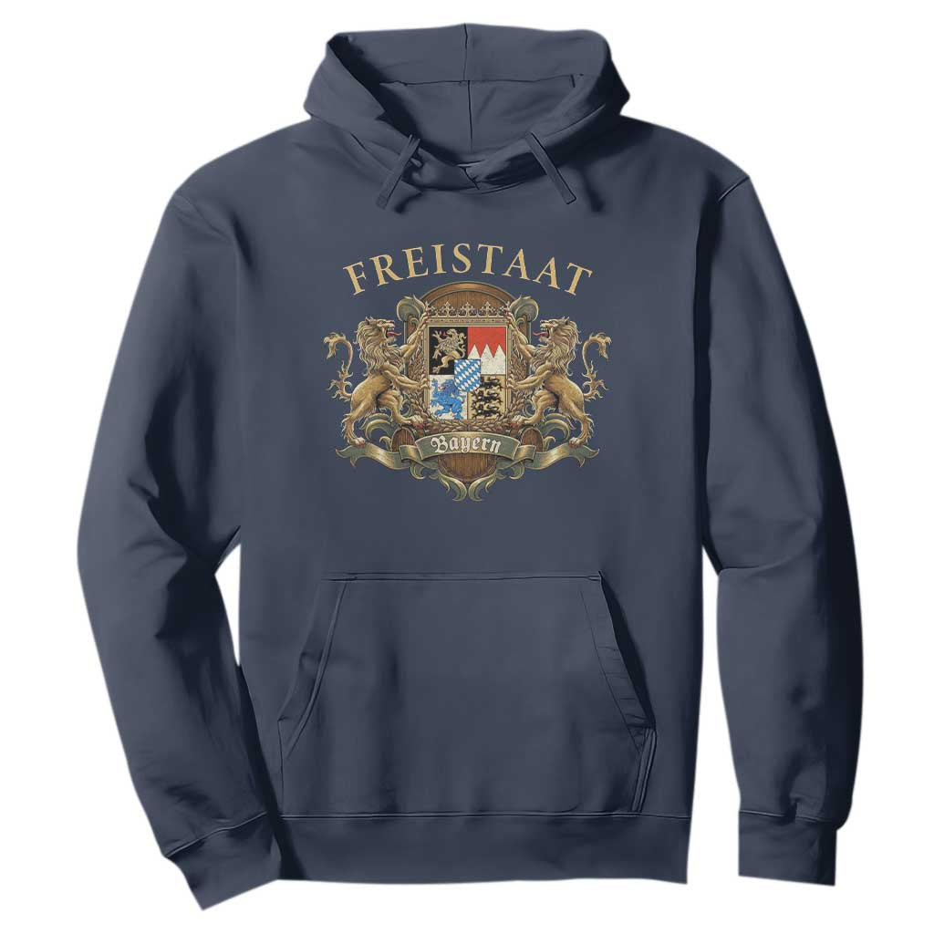 Bavarian Pride Hoodie Freistaat Bayern Golden Lion Coat Of Arms TS11 Navy Print Your Wear