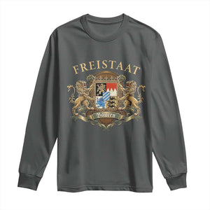 Bavarian Pride Long Sleeve Shirt Freistaat Bayern Golden Lion Coat Of Arms TS11 Dark Heather Print Your Wear