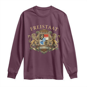 Bavarian Pride Long Sleeve Shirt Freistaat Bayern Golden Lion Coat Of Arms TS11 Maroon Print Your Wear