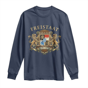 Bavarian Pride Long Sleeve Shirt Freistaat Bayern Golden Lion Coat Of Arms TS11 Navy Print Your Wear