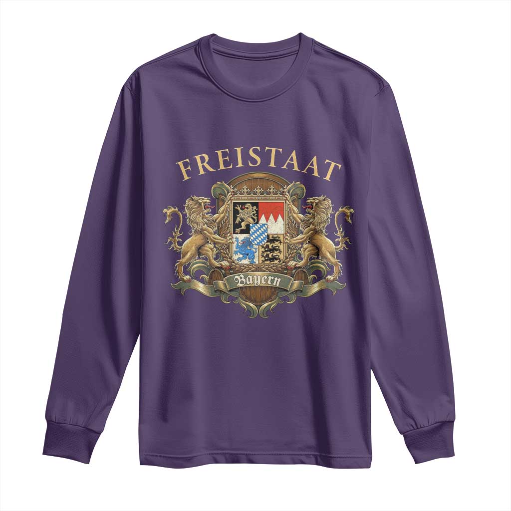 Bavarian Pride Long Sleeve Shirt Freistaat Bayern Golden Lion Coat Of Arms TS11 Purple Print Your Wear