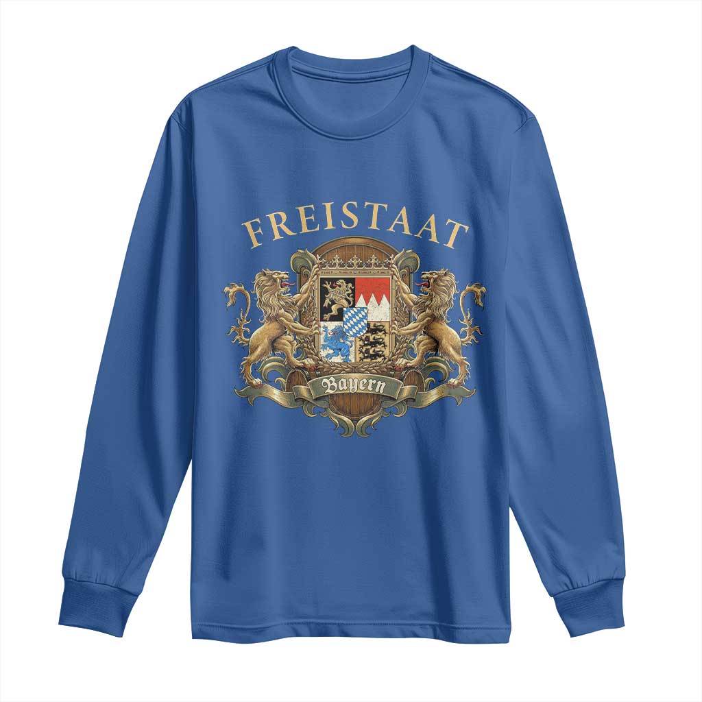 Bavarian Pride Long Sleeve Shirt Freistaat Bayern Golden Lion Coat Of Arms TS11 Royal Blue Print Your Wear