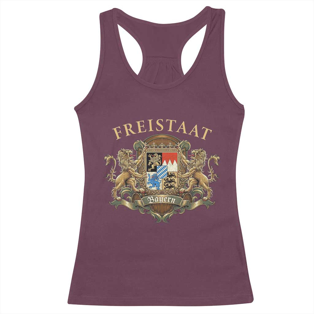 Bavarian Pride Racerback Tank Top Freistaat Bayern Golden Lion Coat Of Arms TS11 Maroon Print Your Wear