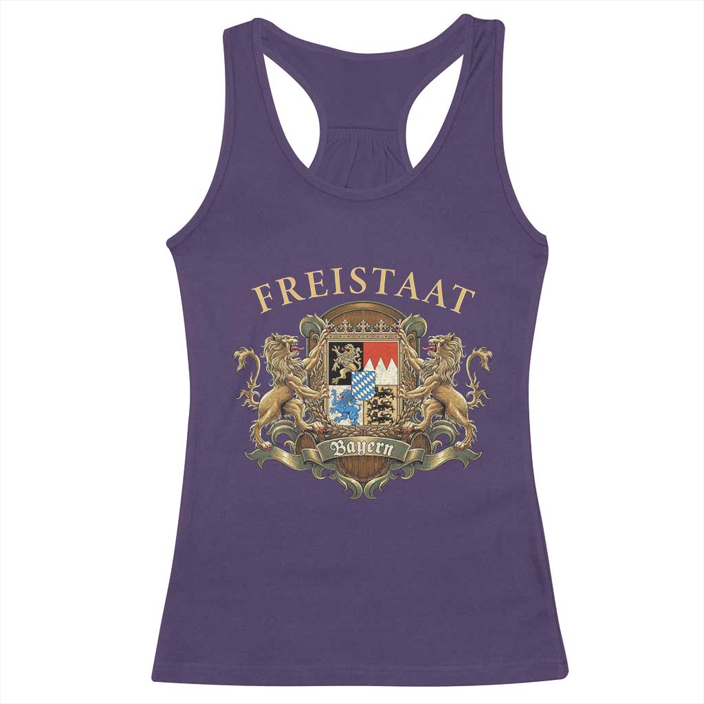 Bavarian Pride Racerback Tank Top Freistaat Bayern Golden Lion Coat Of Arms TS11 Purple Print Your Wear