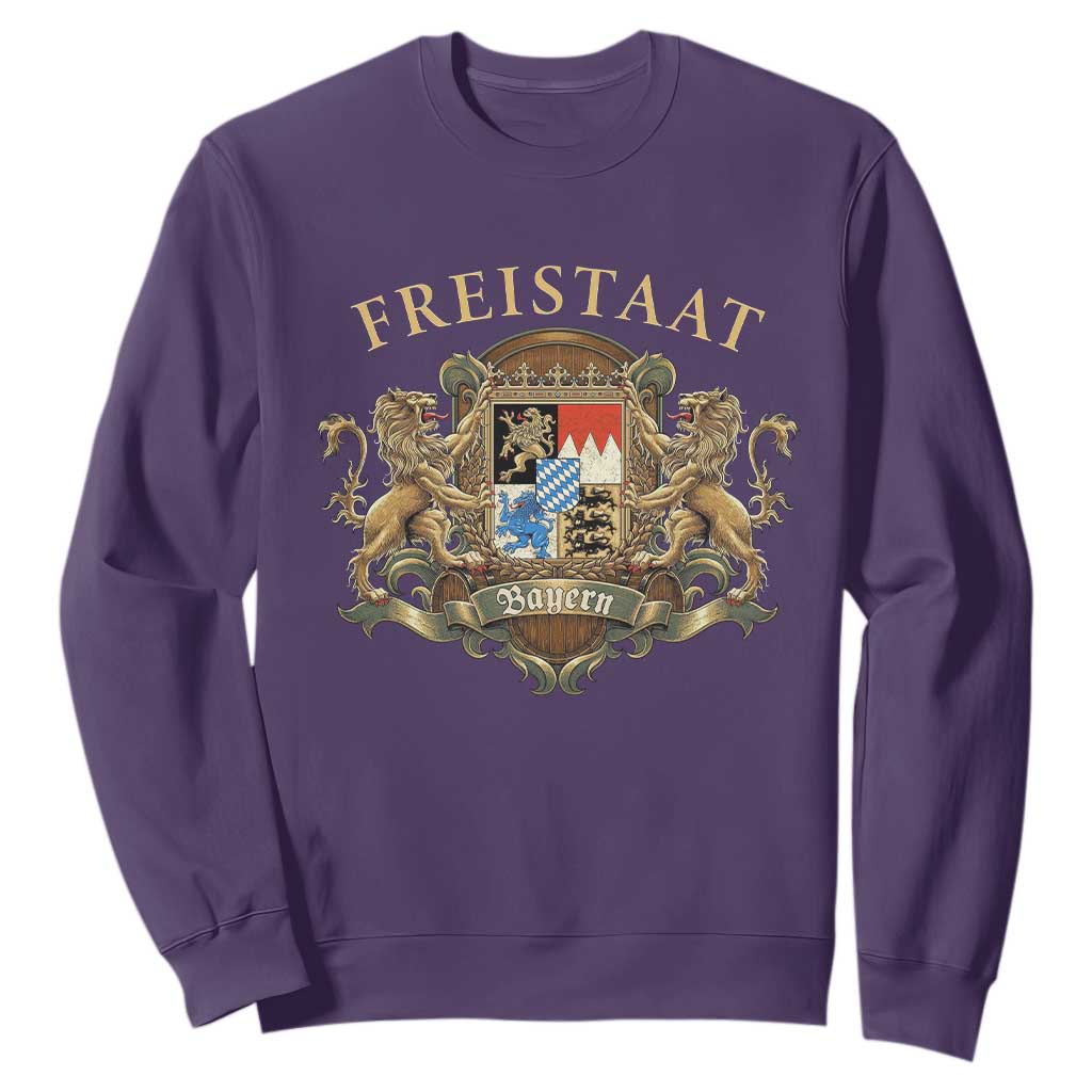 Bavarian Pride Sweatshirt Freistaat Bayern Golden Lion Coat Of Arms TS11 Purple Print Your Wear