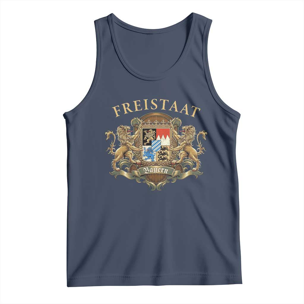 Bavarian Pride Tank Top Freistaat Bayern Golden Lion Coat Of Arms TS11 Navy Print Your Wear