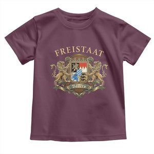 Bavarian Pride Toddler T Shirt Freistaat Bayern Golden Lion Coat Of Arms TS11 Maroon Print Your Wear
