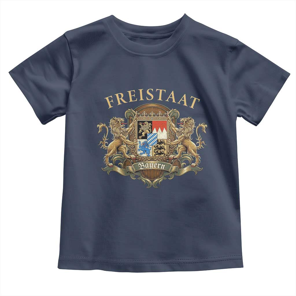 Bavarian Pride Toddler T Shirt Freistaat Bayern Golden Lion Coat Of Arms TS11 Navy Print Your Wear