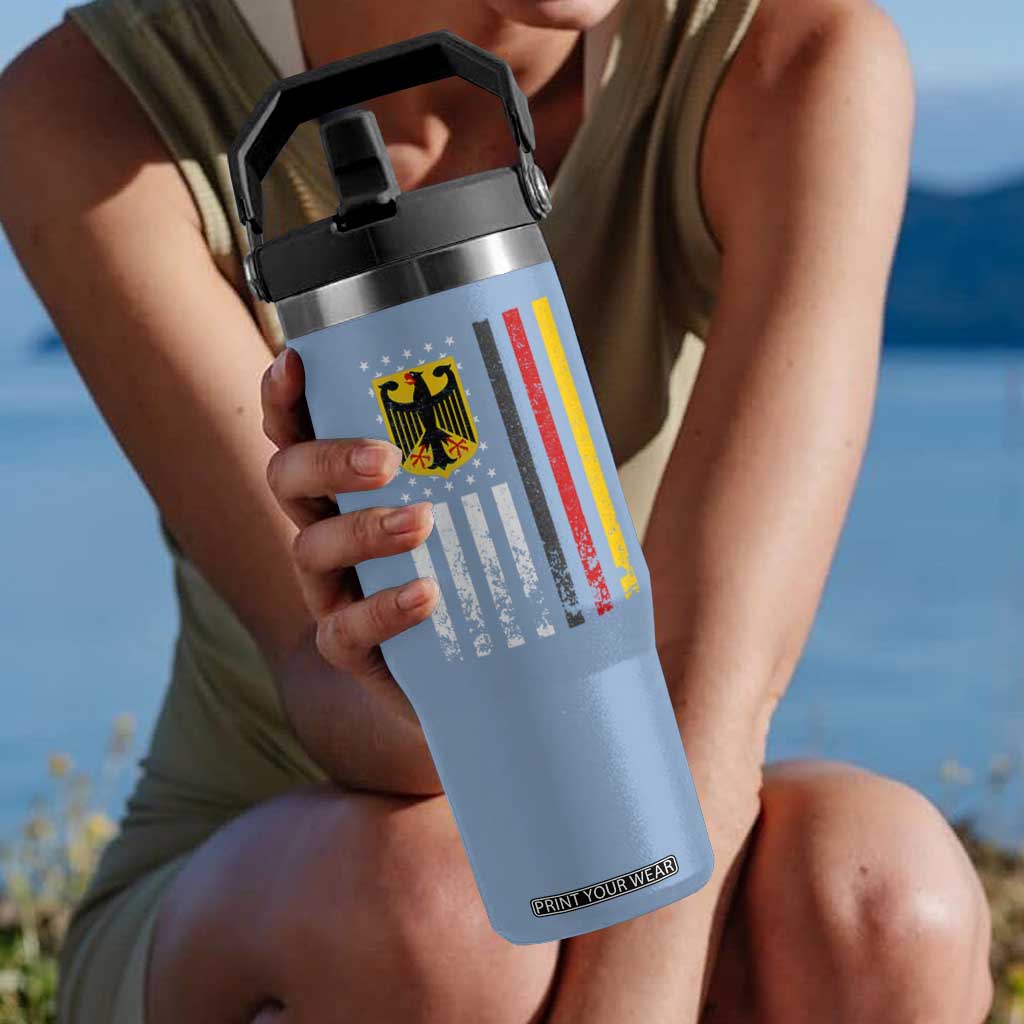 Patriotic Bundesadler Vintage German American Flag Flip Straw Tumbler Germany Heritage Pride TS11 One Size: 30 oz Light Blue Print Your Wear