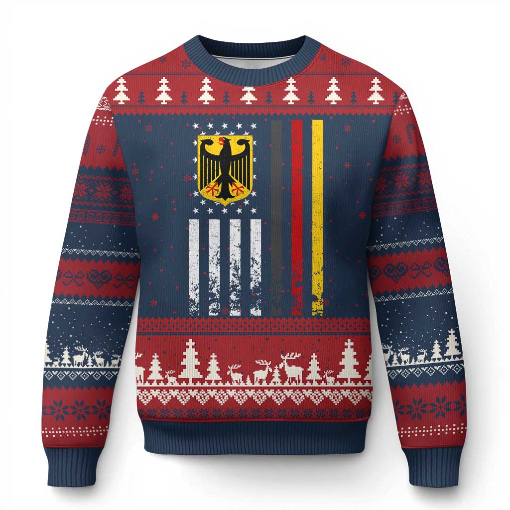 Patriotic Bundesadler Vintage German American Flag Ugly Christmas Sweater Germany Heritage Pride TS11 Navy Red Print Your Wear