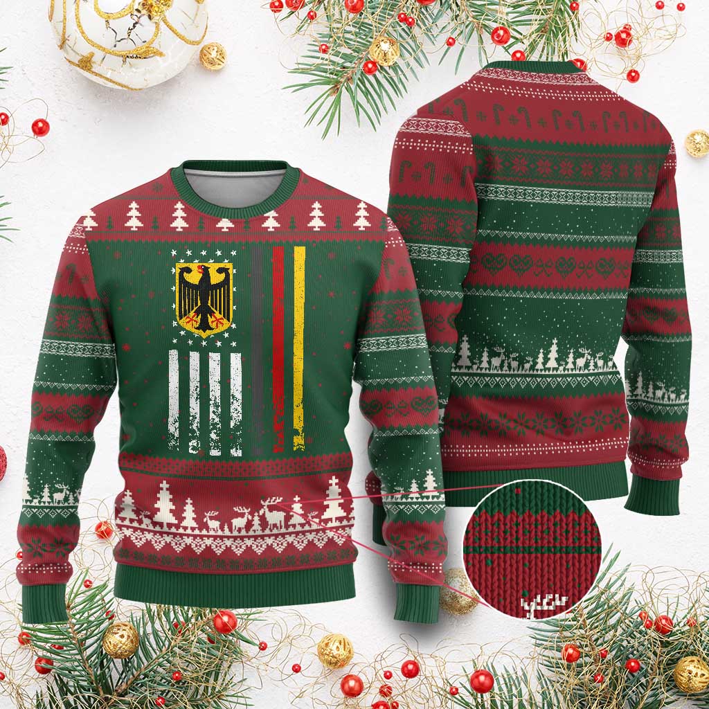 Patriotic Bundesadler Vintage German American Flag Ugly Christmas Sweater Germany Heritage Pride TS11 Red Green Print Your Wear