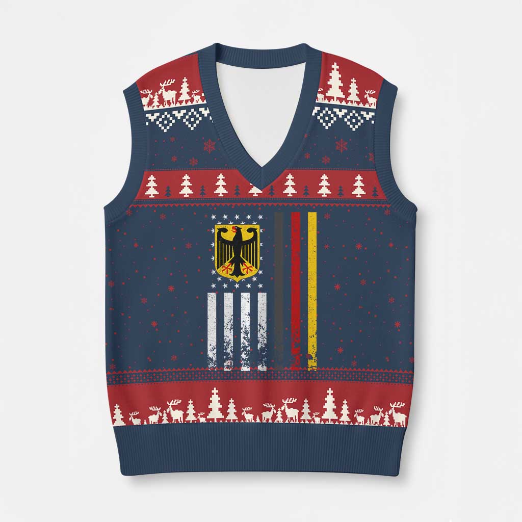 Patriotic Bundesadler Vintage German American Flag V-Neck Knit Sweater Vest Germany Heritage Pride - Print Your Wear