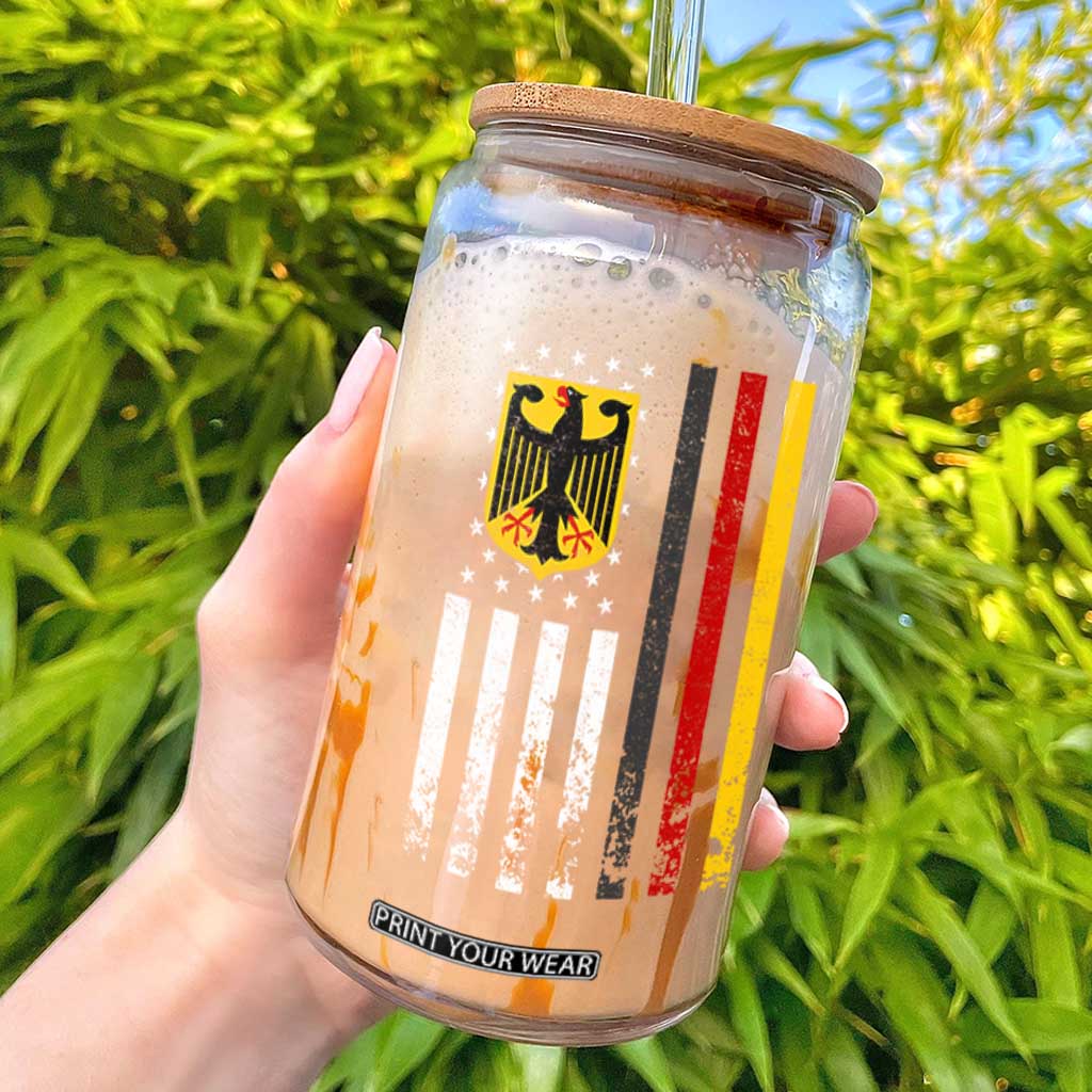 Patriotic Bundesadler Vintage German American Flag Glass Can Germany Heritage Pride TS11 Black Print Your Wear