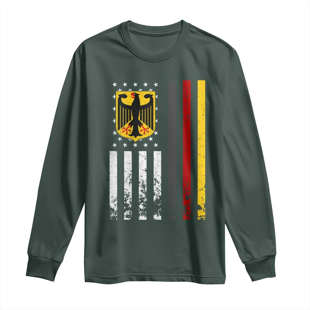 Patriotic Bundesadler Vintage German American Flag Long Sleeve Shirt Germany Heritage Pride TS11 Dark Forest Green Print Your Wear