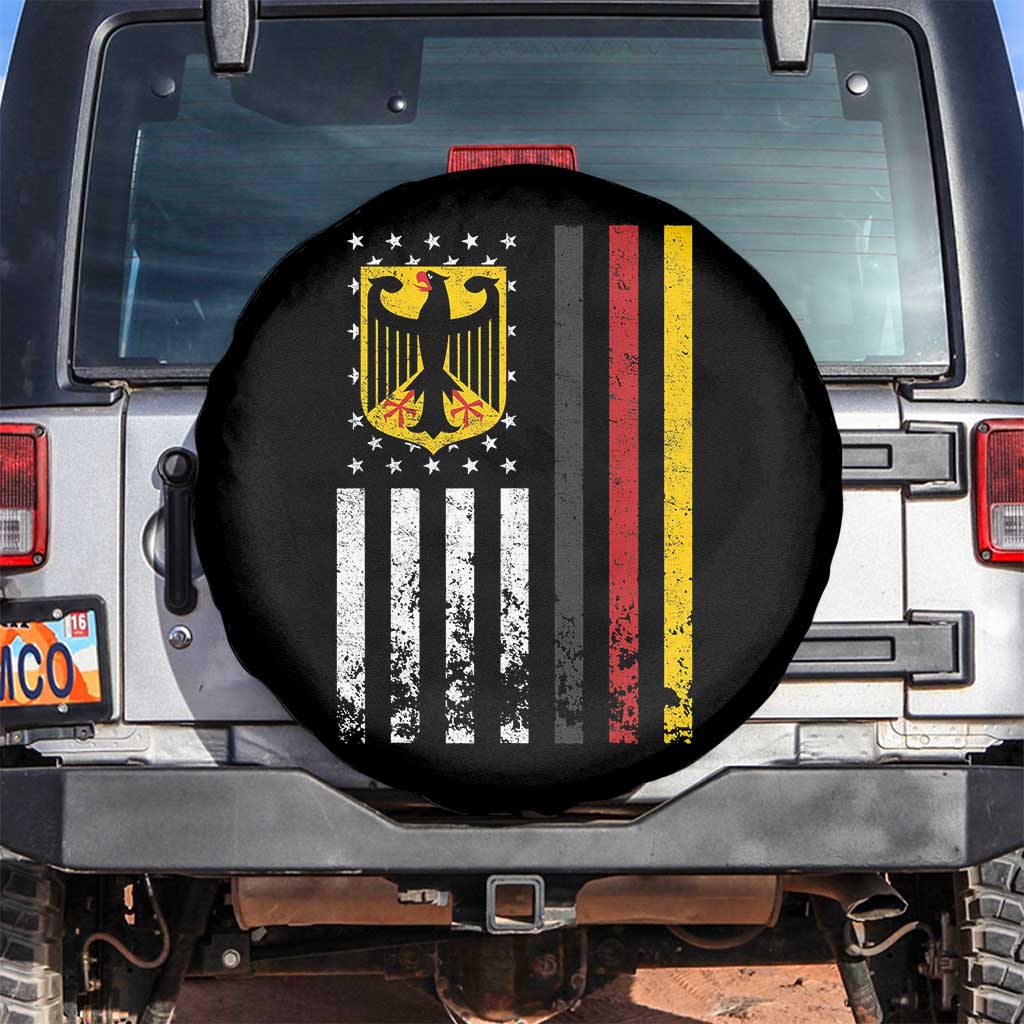 Patriotic Bundesadler Vintage German American Flag Spare Tire Cover Germany Heritage Pride TS11 No hole Black Print Your Wear