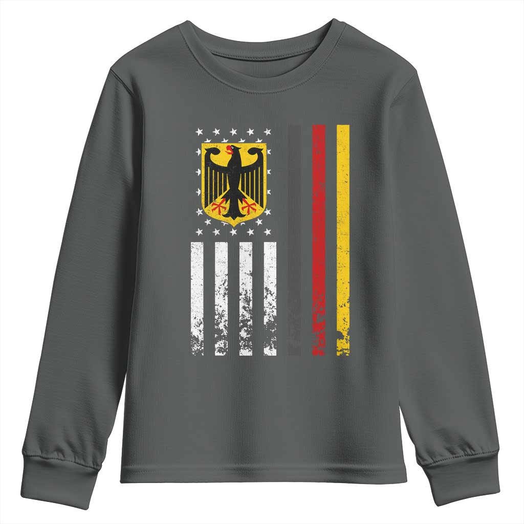 Patriotic Bundesadler Vintage German American Flag Youth Sweatshirt Germany Heritage Pride TS11 Dark Heather Print Your Wear